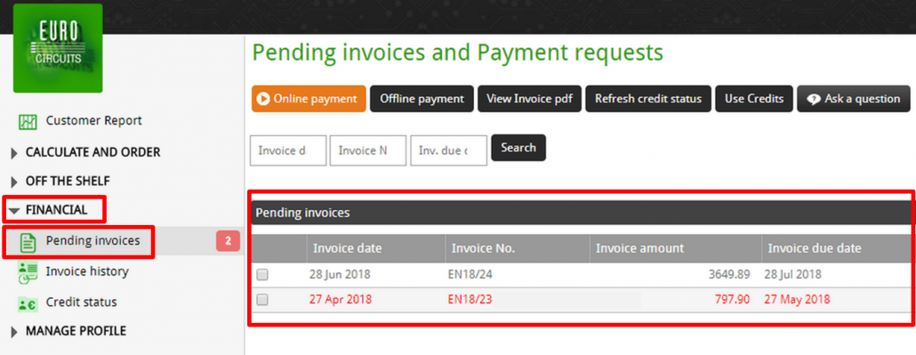 Pending Invoices - web v2